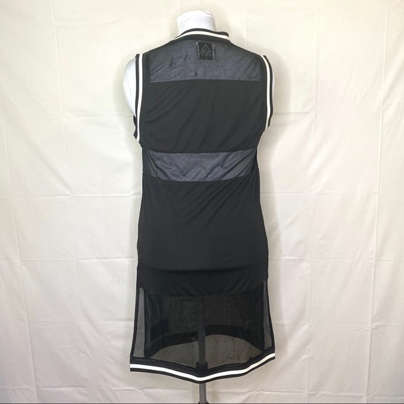 UNIF Dev Jersey Dress‎ Mesh Sheer Panel Black White - Picture 11 of 15